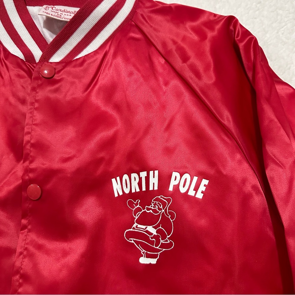 Red Satin Baseball Jacket | North Pole | Cardinal | Size XL